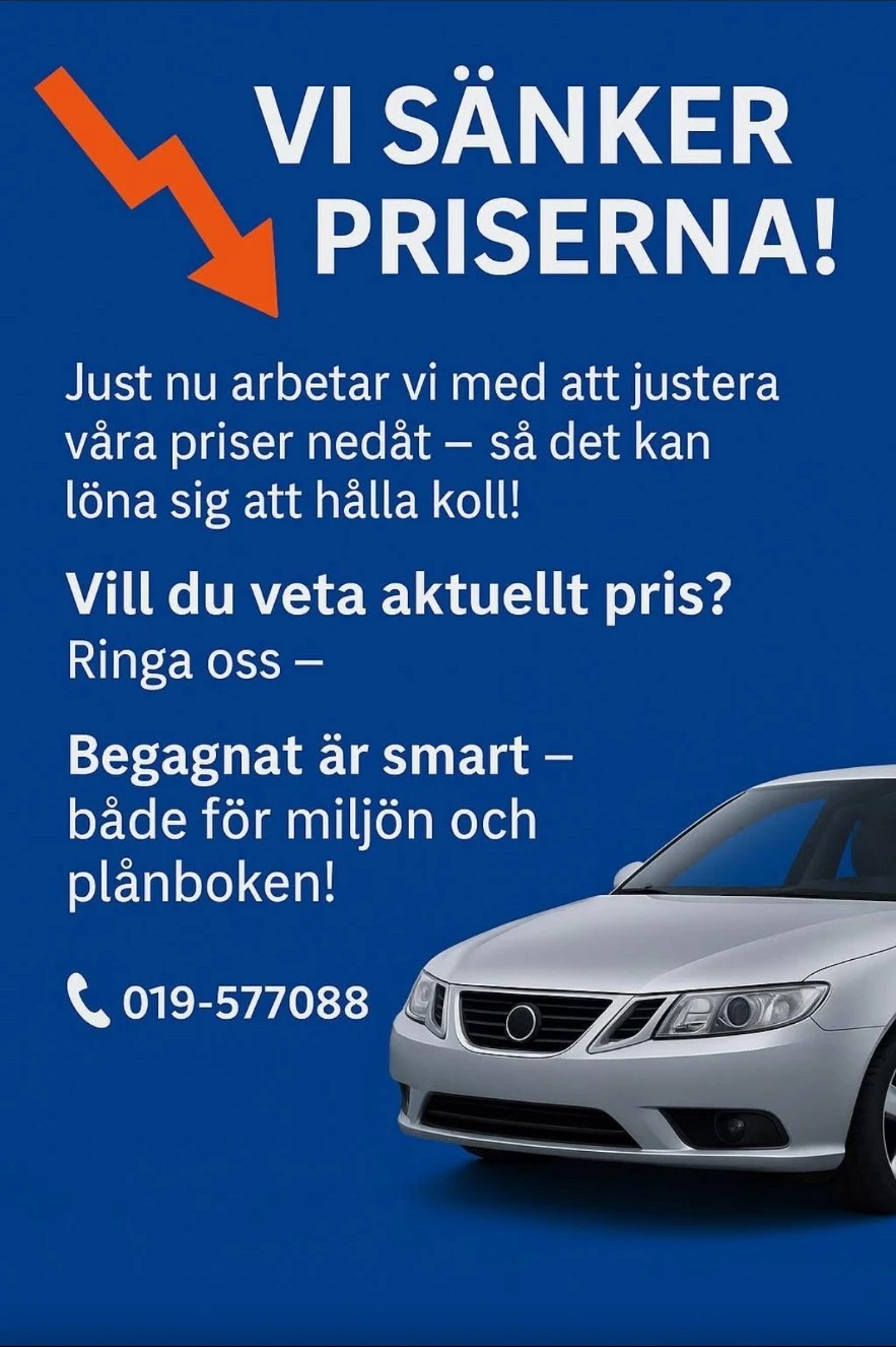 Facebook-inlägg: Vi sänker priserna – ring 019-577088 för aktuellt pris
